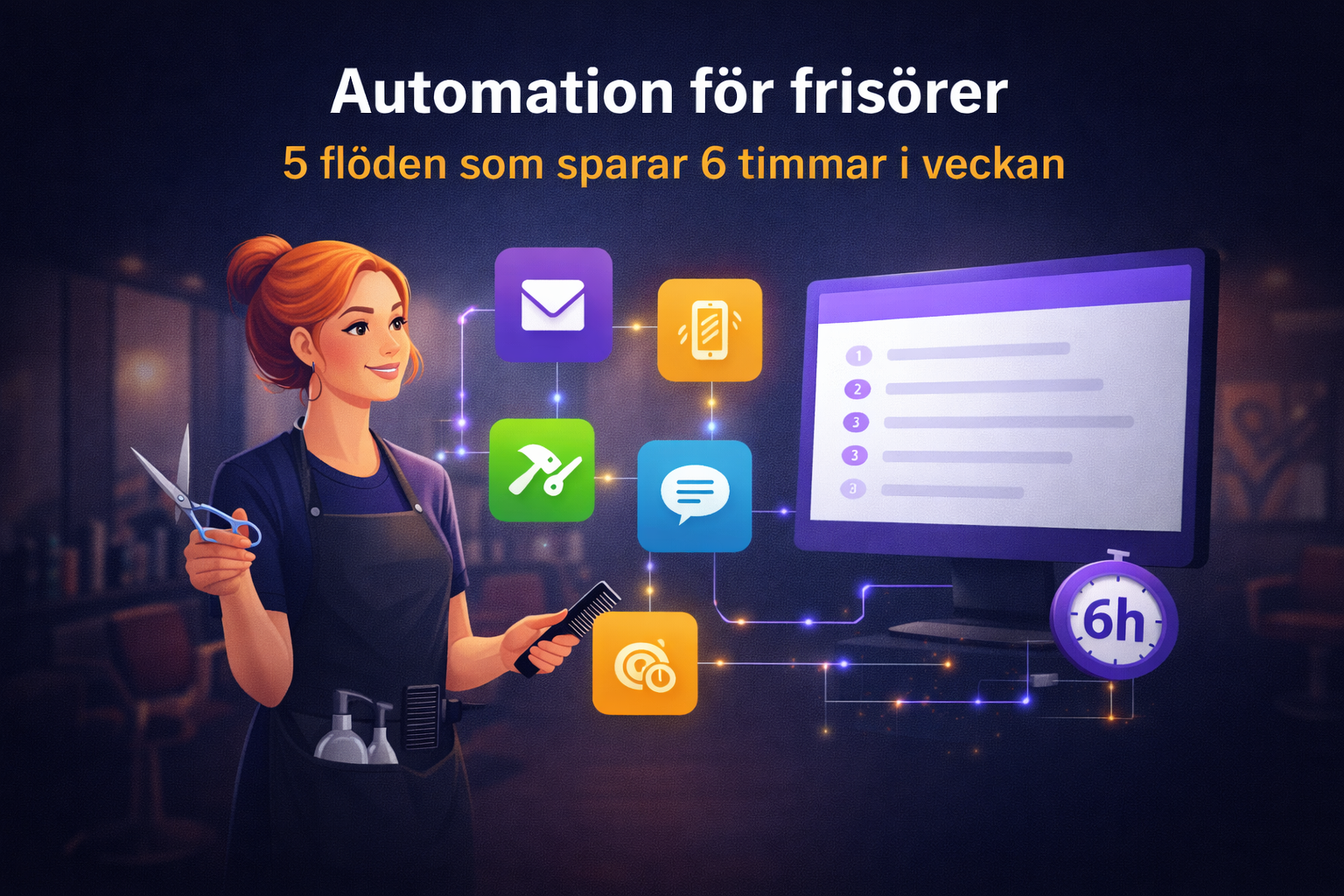 Automation för frisörer – 5 flöden som sparar 6 timmar i veckan